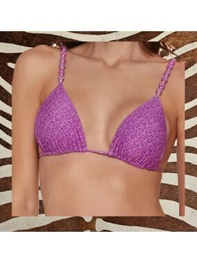 ViX Paula Hermanny Lyra Printed Beaded Bikini Top Sz D